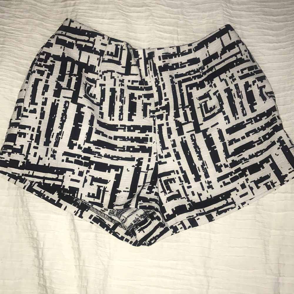 Black and white high-waisted shorts